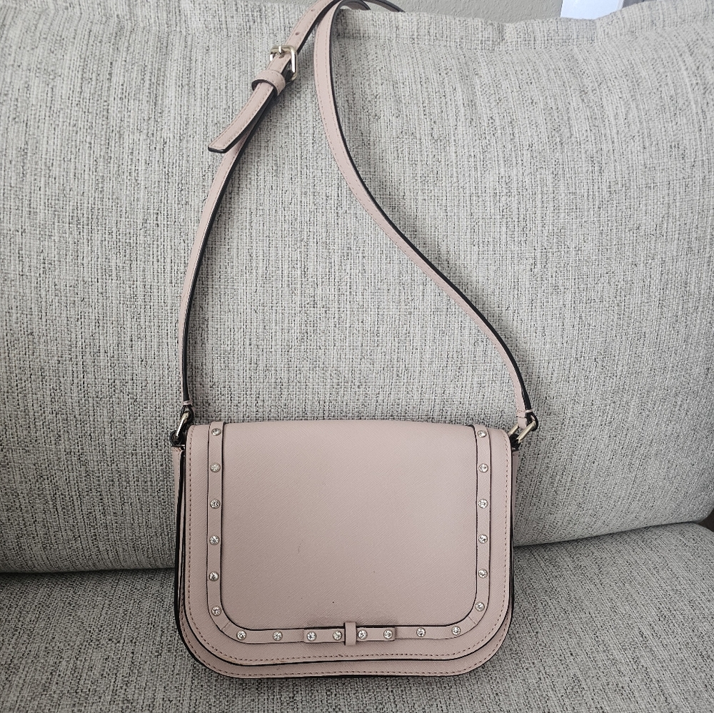 Kate Spade Blush Pink Crossbody Bag Studded Rhinestone Trim Purse